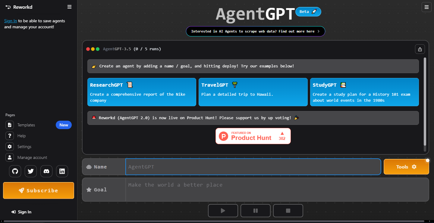 Reworkd Landing Page